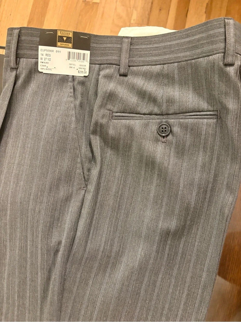 Europa Classic Gray Pinstripe Kids Matching Suit Set - Two-Piece size 14R